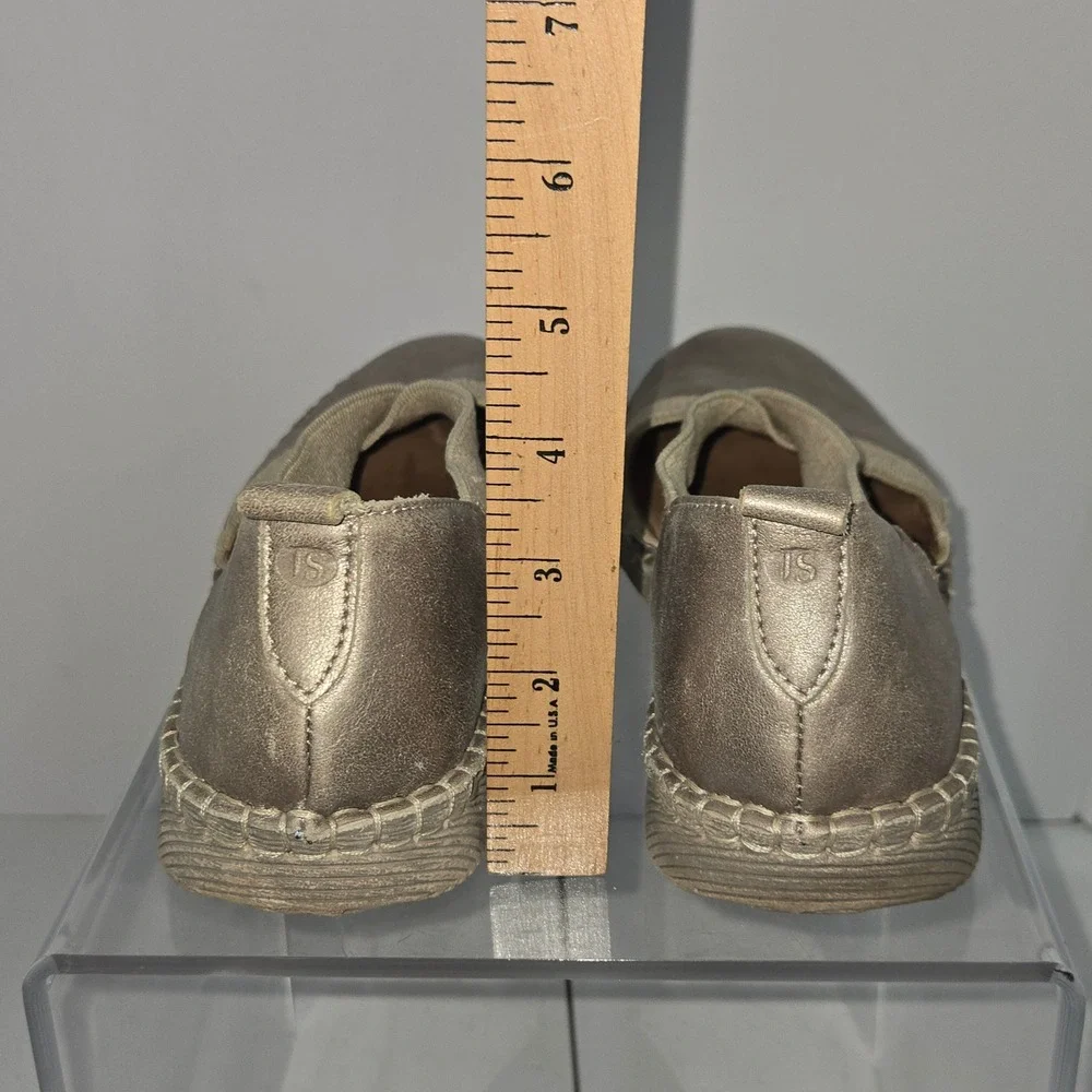 Josef Seibel Womens 40 Metallic Gold Leather Elastic Strap Espadrille Flat AC898
